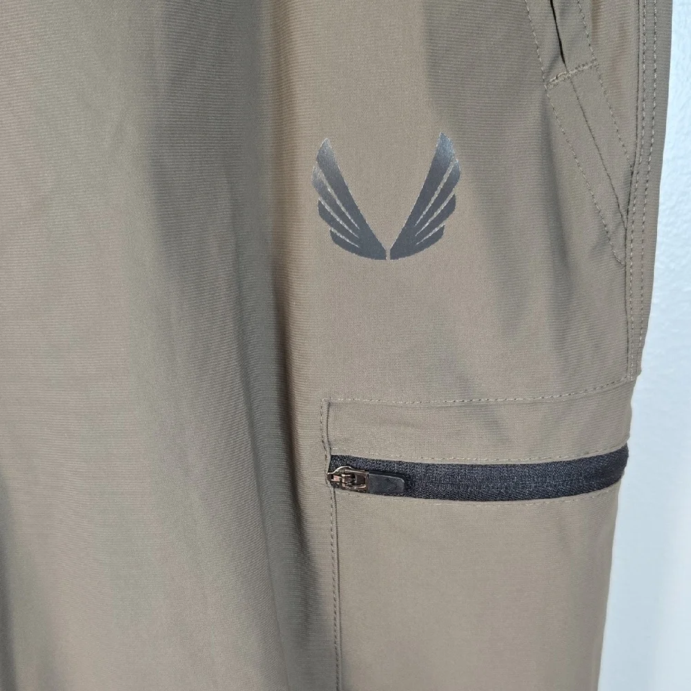 ASRV Men's Medium Tannish Gray Black Trim Active Drawstring Cargo Jogger Pants - Picture 4 of 15